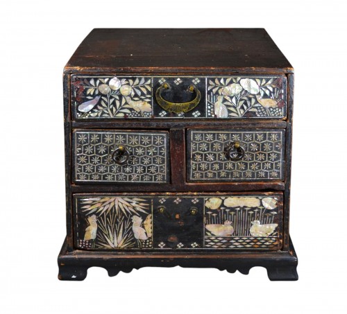 Lacquered wood and mother-of-pearl cabinet, Korea Choson dynasty