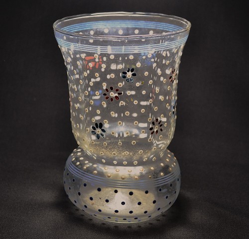 Venetian glass vase with flower enamel Renaissance Italy - Glass & Crystal Style Renaissance