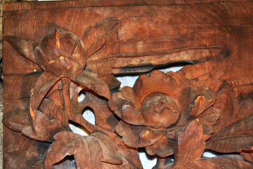 XIXe siècle - Paire de panneaux en bois sculpté de lions.période Edo (1603-1863)