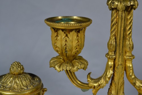 Decorative Objects  - Louis XVI gilt bronze inkwell and candlestick