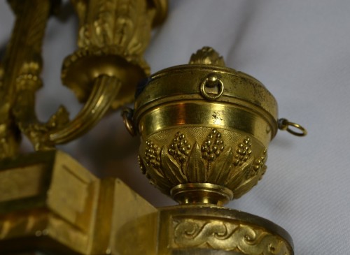 Louis XVI gilt bronze inkwell and candlestick - 