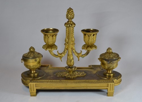 Louis XVI - Louis XVI gilt bronze inkwell and candlestick