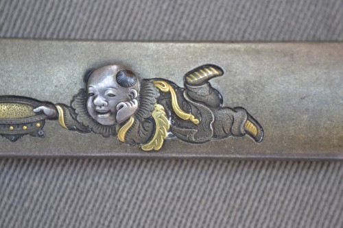 Shibuichi,Shakudo and Gold Kozuka by Unno Bisei. Japan Meiji late 19th - 