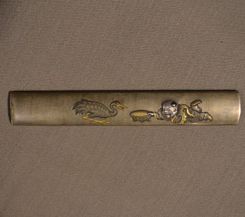 Antiquités - Shibuichi,Shakudo and Gold Kozuka by Unno Bisei. Japan Meiji late 19th