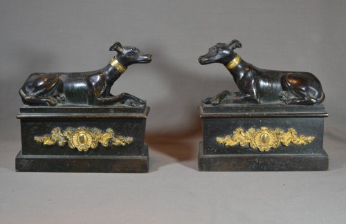 Pair of Early 18th century gilt bronze firedogs - Decorative Objects Style French Regence