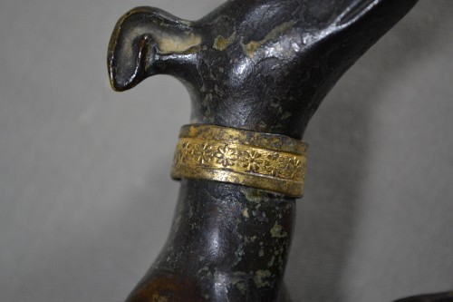 Pair of Early 18th century gilt bronze firedogs - 