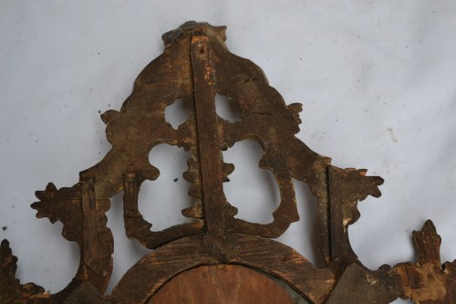 Antiquités - Miroir baroque en bois doré.Fin du 17°siècle