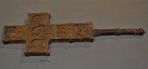 Religious Antiques  - Carved wooden crucifix. Kiss of Peace. Balkans. Post-Byzantine.15th century