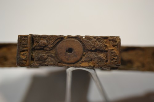 Middle age - Carved wooden crucifix. Kiss of Peace. Balkans. Post-Byzantine.15th century