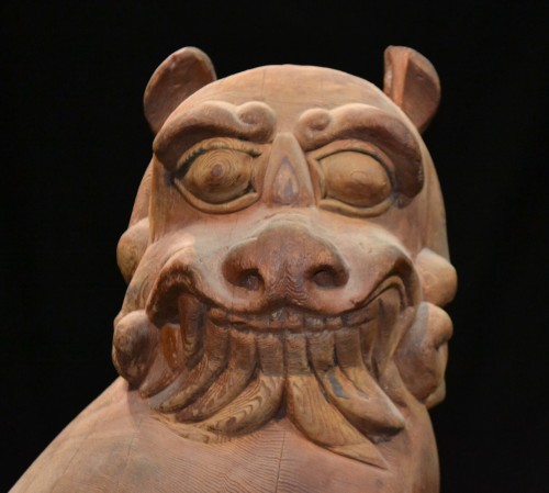 Komainu en bois sculpté, Japon 13e siècle époque Kamakura - 