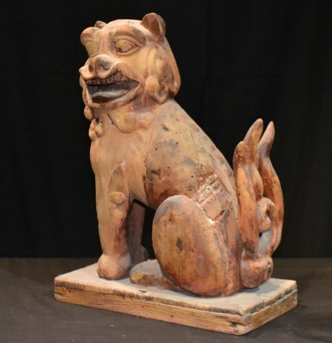 Antiquités - Komainu en bois sculpté, Japon 13e siècle époque Kamakura