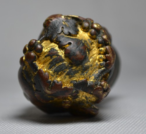 <= 16th century - Gilt bronze head of Bacchus, Italian Renaissance cane knob, 16th century.