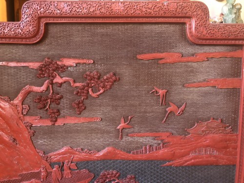 Panneaux en laque cinabre sculptée, Chine 18e siècle règne de Qianlong - Arts d