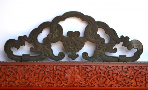 Antiquités - Panneaux en laque cinabre sculptée, Chine 18e siècle règne de Qianlong