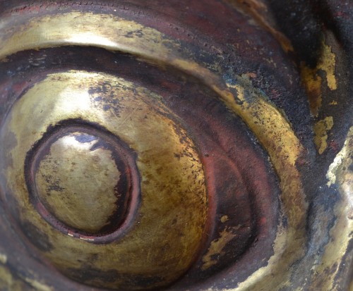 19th century - Yamantaka (Vajrabhairava) mask in embosed and gilded copper, Tibet 19th century