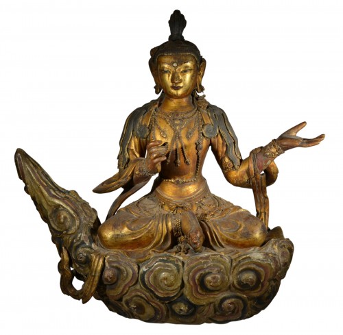 Guanyin en stuc doré, Chine XIVe siècle