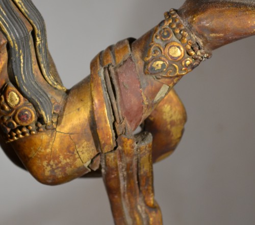 11th to 15th century - Gilded stucco Guanyin. China 14th century