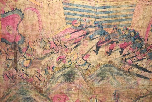 Antiquités - Silk painting Sino-French War Qing Dynasty China