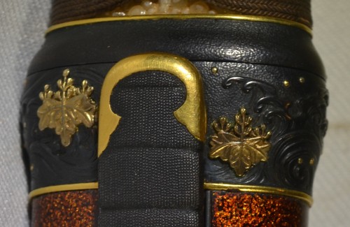  Aikuchi - Blade by Ujifusa, nashiji and shakudo scabbard in gold Japan 17th &amp;19th centuries - 