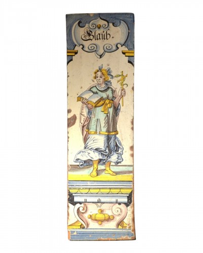 Carreau en faïence émaillé fin 17e siècle