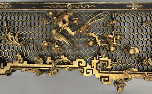 Asian Works of Art  - Gilded carved wooden door frame China18th century