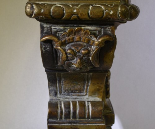 Fleuves et Rivières, paire de chenets Louis XIV en bronze - Louis XIV