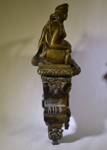 Antiquités - Fleuves et Rivières, paire de chenets Louis XIV en bronze