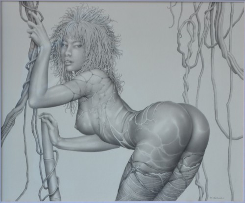  - Original erotic drawing by R. Bertrand, 1970s. "Melanesian Woman."