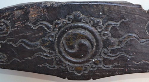 Pièce de bois sculptée de dragons Chine période Ming ou avant - Arts d