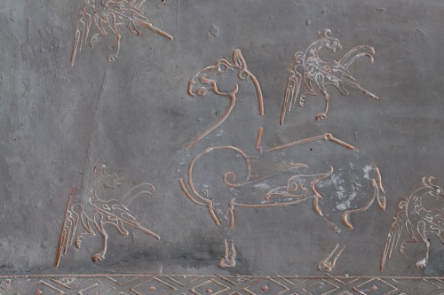 Antiquités - Terracotta plaque engraved with animals, China Han dynasty