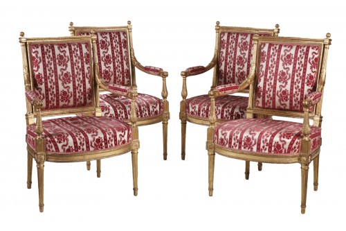 Suite of four Louis XVI armchairs stamped by Henri Jacob