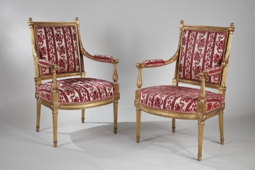 Seating  - Suite of four Louis XVI armchairs stamped by Henri Jacob