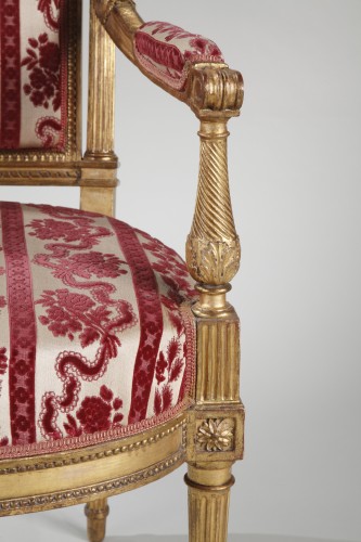 XVIIIe siècle - Suite de quatre fauteuils Louis XVI estampillés de Henri Jacob