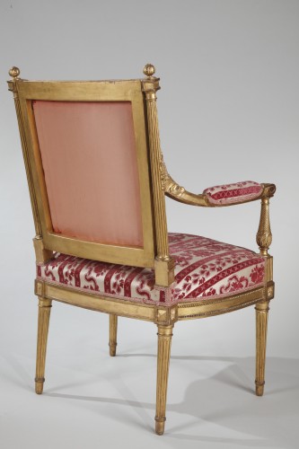 Antiquités - Suite of four Louis XVI armchairs stamped by Henri Jacob