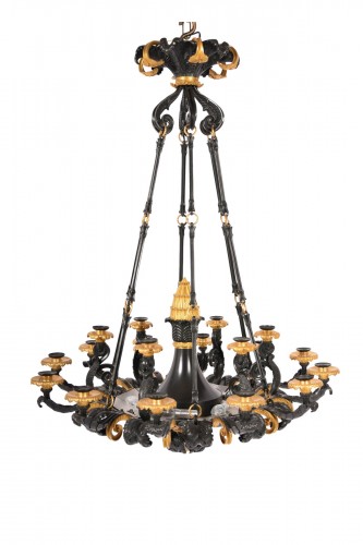 Empire bronze chandelier with eighteen arms of light