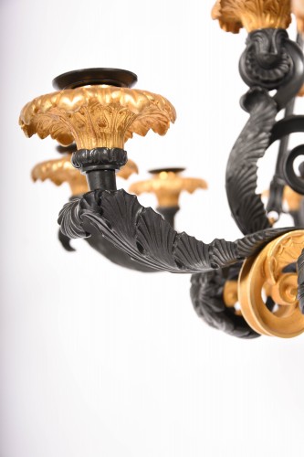 Lustre Empire en bronze à dix-huit bras de lumière - Costermans Antiquités