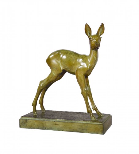Deer in bronze by Raymond de Meester de Betzenbroeck (1904 - 1995)