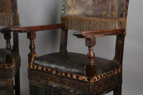 Louis XIV - Paire de chaises à bras Italie XVIIe siècle