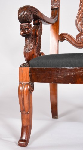 Six fauteuils en acajou Italie vers 1800 - Costermans Antiquités
