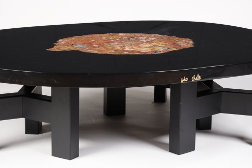 Antiquités - Table basse et son piétement vers 1970 par Ado Chale (1928-2025)