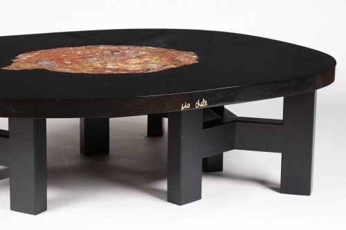 Antiquités - Table basse et son piétement vers 1970 par Ado Chale (1928-2025)