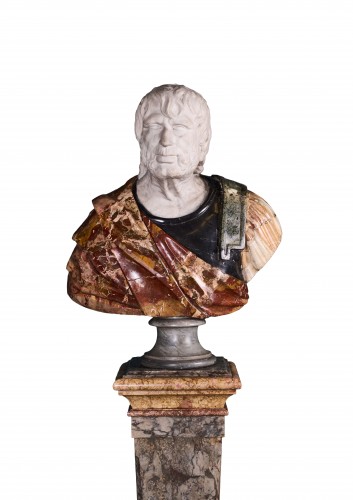 Large bust of Seneca on a pedestal - Sculpture Style 
