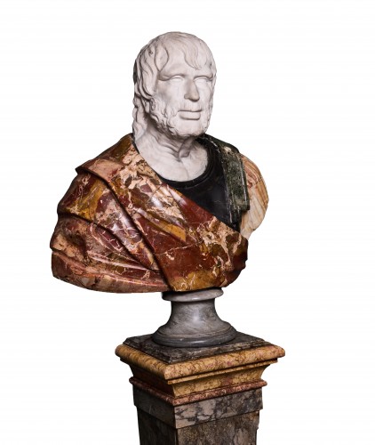 Sculpture  - Large bust of Seneca on a pedestal