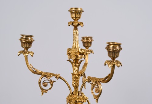 Paire de candélabres Louis XVI en bronze ciselé et doré - Louis XVI