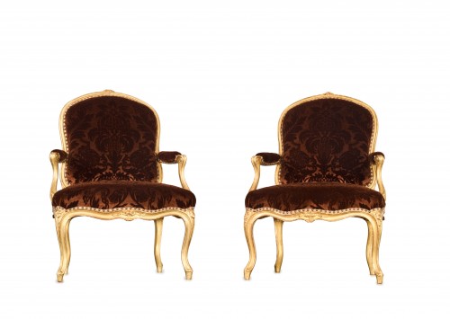 Paire de fauteuils Louis XV à la Reine estampillés Delanois - Sièges Style Louis XV