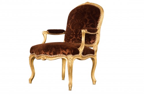 XVIIIe siècle - Paire de fauteuils Louis XV à la Reine estampillés Delanois