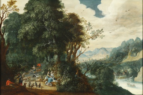 Ttribué à Abraham Govaerts (Anvers, 1600 – Amsterdam, 1652) «?La chasse aux fauco