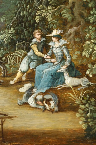 Attribué à Abraham Govaerts (1600 – 1652)  La  chasse aux faucons - Costermans Antiquités