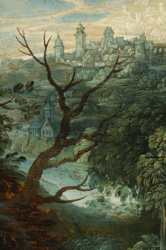 Antiquités - Attribué à Abraham Govaerts (1600 – 1652)  La  chasse aux faucons