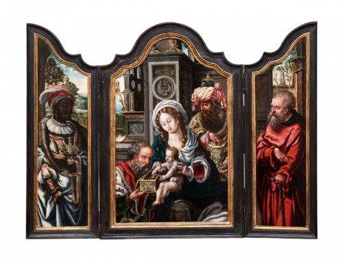Triptyque de l’Adoration des Mages, École anversoise, d'après Pieter Coecke van Aelst